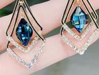 Fashion Rhombus Sapphire Earrings