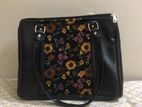 Faux Leather and printed part fabric shoulder bag