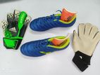 Football Boots and Golekeeper gloves shild combo sell low price