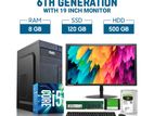 Gigabyte H110 Core i5 6th gen PC 8GB Ram 128GB SSD+ 19" GS LED Monitor