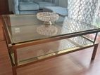 Glass Coffee Table with Gold Polished Stainless Steel Frame