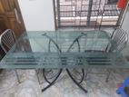 Glass Table with 3 SS chairs