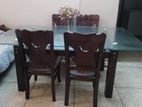 Glass top daining table with 4 chair