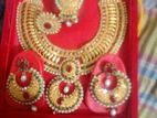 Goldplatted Full Bridal necklace set and earrings mantasa