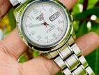 Gorgeous SEIKO 5 SNKK33 Numerical Sunburst White Automatic Watch