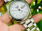 Gorgeous SEIKO 5 SNKK33 Numerical Sunburst White Automatic Watch