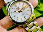 Gorgeous SEIKO 5 Sunburst Creamy White Automatic Watch