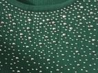 Green Color Stonework Sweater