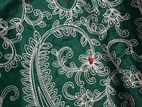 Green Pure Kantha Stitch Silk Saree Traditional