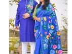 Hand Paint Half Silk Panjabi & Saree Couple set