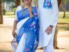 Hand Printed Saree & Panjabi couple Set