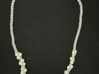 "Handcrafted Braided Necklace with White Beads - Elegant and Unique"