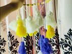 "Handcrafted Tassel Light Decor — Hanging Yarn Mobile with Lightpot