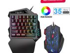 HXSJ One Handed RGB Rainow Gaming Keyboard with Mouse