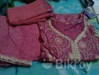 Jute cotton 3 piece | Pink onion color