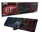 K13 Gaming Wired Keyboard Mouse Mute Button RGB combo