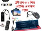 Keyboard, mouse, usb hab, otg, pad combo for gaming