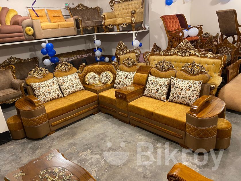 L Corner sofa 7 set sa Solid Chittagong Segun Wood Model SL92F in