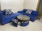 L Shape Divan Sofa set with Round Tea Table and 4 seat