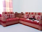 L shaped sofa with cushions