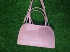 Ladies Party Wear Baby Pink PU Leather Handbag
