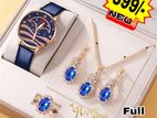 Ladies Watch Jewellery Set Full Combo Blue