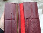 leather slim long wallet