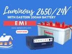 Luminous Eco Watt Neo-1650-24Volt with Eastern 200Ah Tubular Battery
