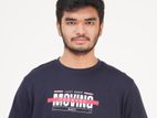 Majesty Round Neck Embroidery Half Sleeves T-shirt - Blue