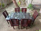 Malaysian Wood & Glass with 6 Chairs Dining Set