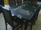 Mehguni Wood Table , with 6 Chairs And A Glass Top(6;3.50)