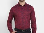 Men Slim Fit Printed Spread Collar Formal Shirt