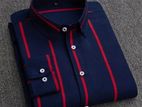 Men's Long Sleeve Stripe Print Shirt