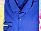 Men's Navy Blue Silk Cotton Shirt (Size-XXL)