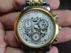 Men's Premium Chronographic Metalic Watch (Color - Golden & Silver)