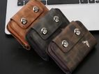 Men’s Pu Leather Wallet with Double Buckle & Zipper – Travel Card Holder
