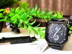 Men's Watch with Leather Belt Casual Square Big Dial Black