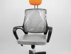 মেশ অফিস চেয়ার উইথ অরেঞ্জ হেডরেস্ট – আধুনিক ডিজাইন ও দীর্ঘস্থায়ী আরাম
