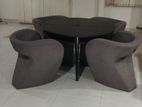 Modern Round Dinning/Meeting Table Set with Curved Chair