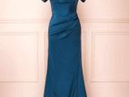 Navy Blue Satin Silk Long dress
