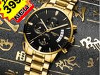 Nibosi/Geneva Chronograph Date Golden Chain Watch For Men