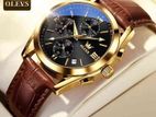 Olevs 2872 Brown PU Leather Watch For Men