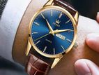 OLEVS Mens Watches Top Brand Luxury Quartz Casual Business Leather-