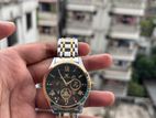 Olevs Silver & Golden Two Tone Stainless Steel Chronograph Watch
