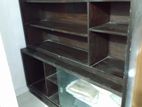 one part showcase, bookshelf, shegun wood