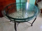 Glass Round Table with Iron's Stand