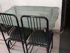 OTOBI Glass Top table with 4 pc Chair