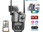 Outdoor 4MP Dual Lens 4G SIM IP Camera Color Night Vision Two Way Audio