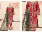 Pakistani Bin Saeed Luxury Organza Red Color 3Piece Set