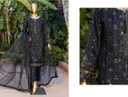 Pakistani HZ Brand Organza Black Color 3-Piece